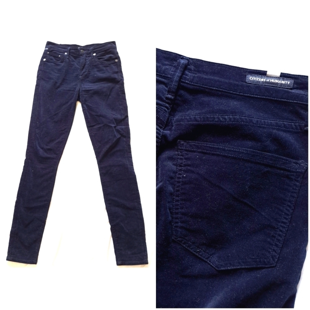Citizens of Humanity | Dark navy blue Velour velvet, rocket high skinny Jean
